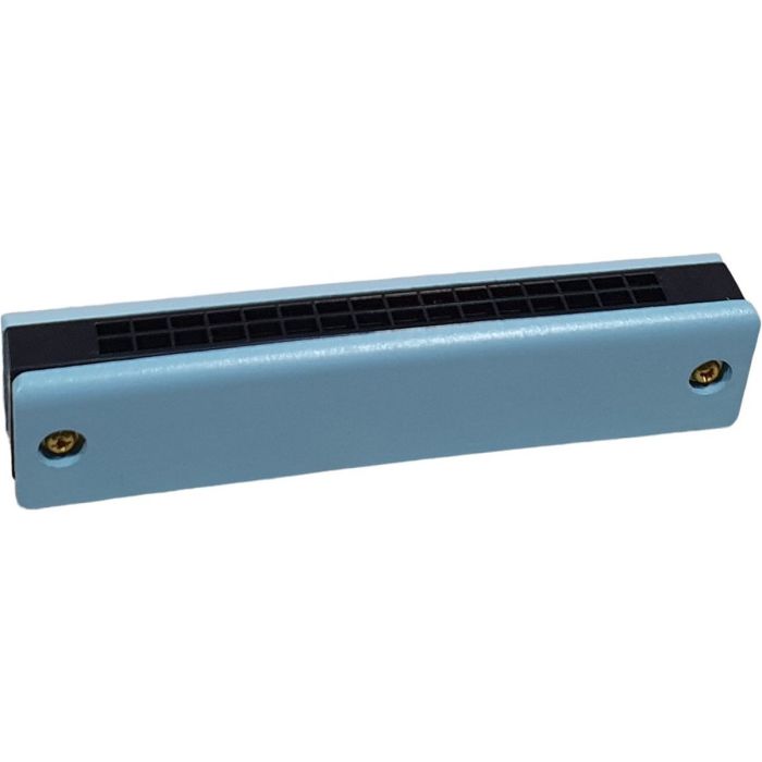 Houten mondharmonica blauw Houten mondharmonica blauw
