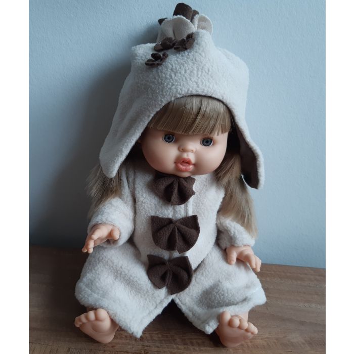 Bigjigs beige jasje met muts (L) voor poppen van Paola Reina poppenkleding poppenkleren