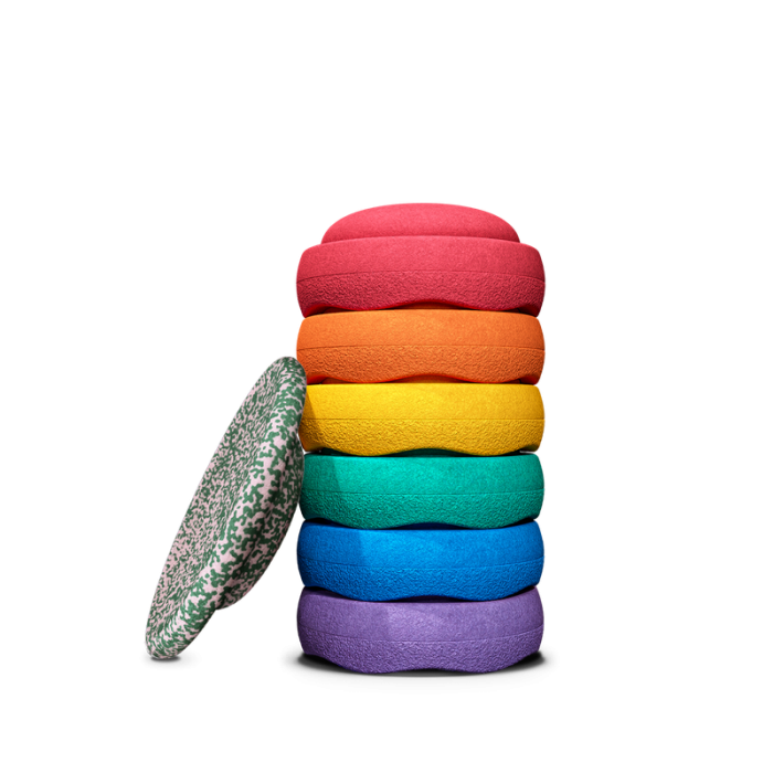Stapelstein Rainbow Set Classic Special Edition Blush Pink 6 stapelstenen + Gratis Balanceboard