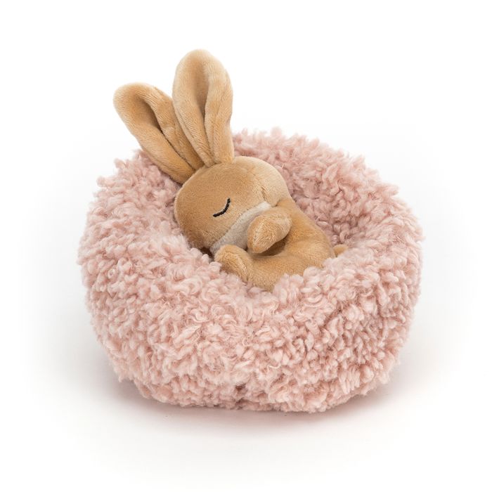 Jellycat knuffel Konijn in mandje 12cm (Hibernating Bunny)