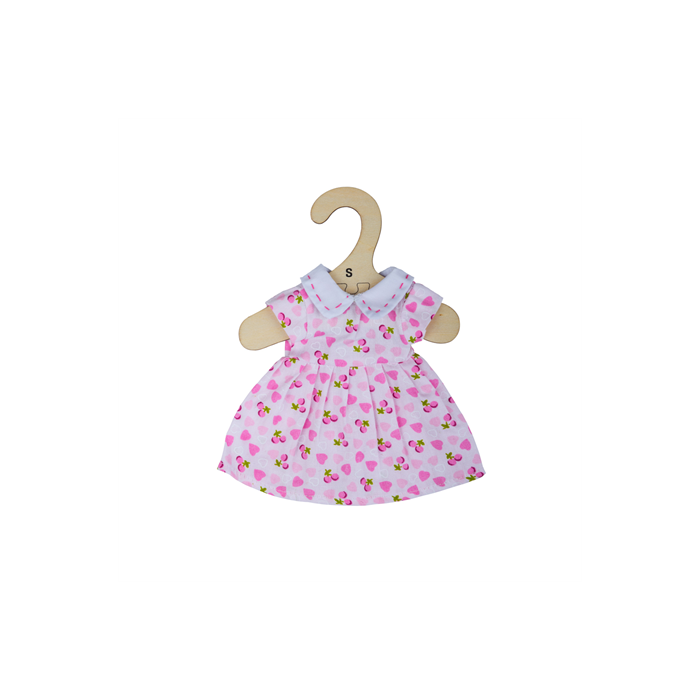 Bigjigs jurk roze met hartjes (S) poppenkleding poppenkleren stoffen pop 28cm Bigjigs jurk roze met hartjes (S) poppenkleding poppenkleren stoffen pop 28cm