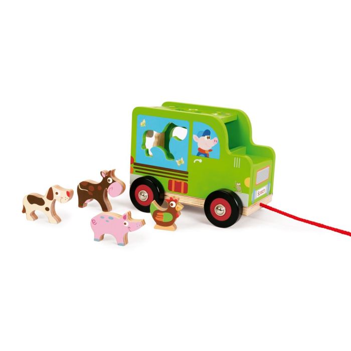 €21,95 Scratch houten sorteerwagen boerderij 18mnd+ vormenstoof 