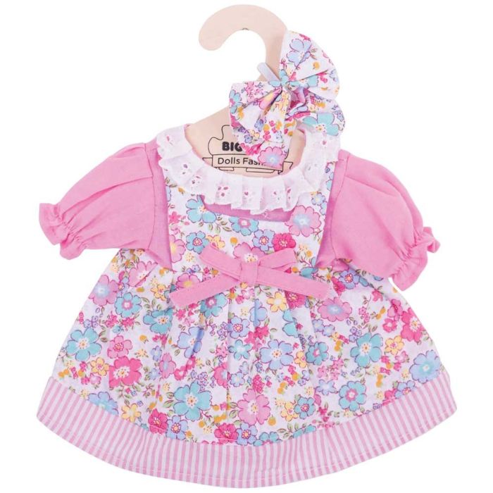 €8.49 Bigjigs poppenkleding jurk met haarstrikjes (L) poppenkleren
