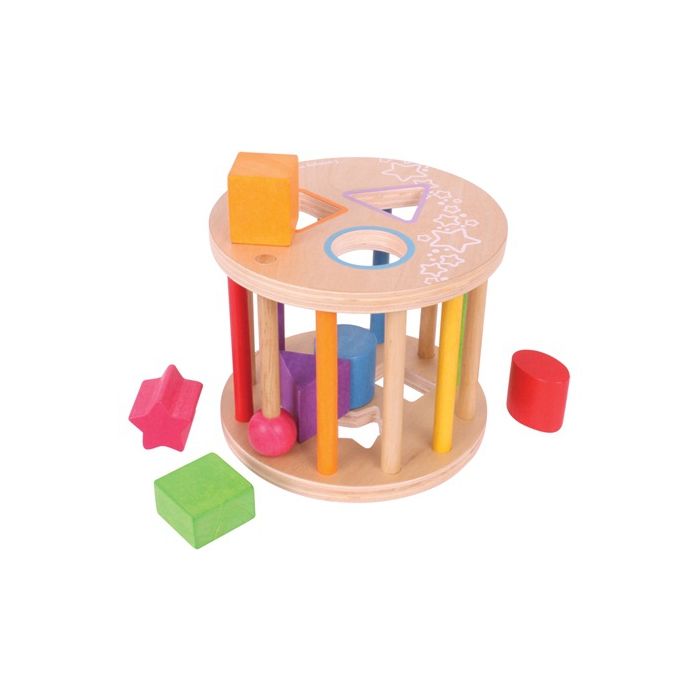 €15.99 Bigjigs houten ronde vormenstoof First Rolling Shape Sorter