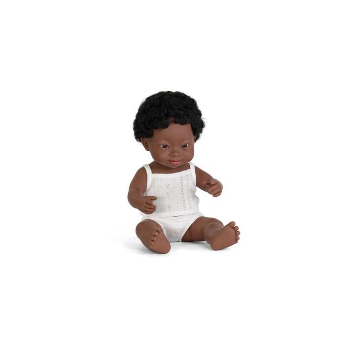 €29.99 Miniland pop Afrikaanse jongen Down 38cm