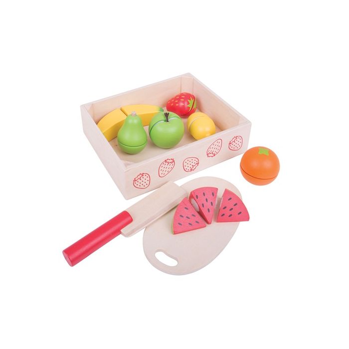 Bigjigs houten kistje snijfruit hout snij fruit Bigjigs houten kistje snijfruit hout snij fruit