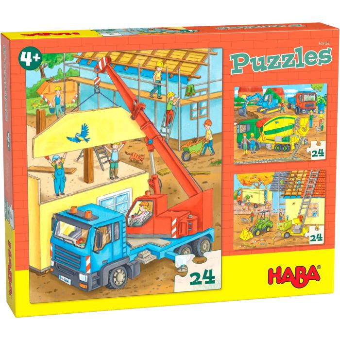€9.99 Haba puzzel 3-in-1 Op de bouwplaats 3x24 stukjes