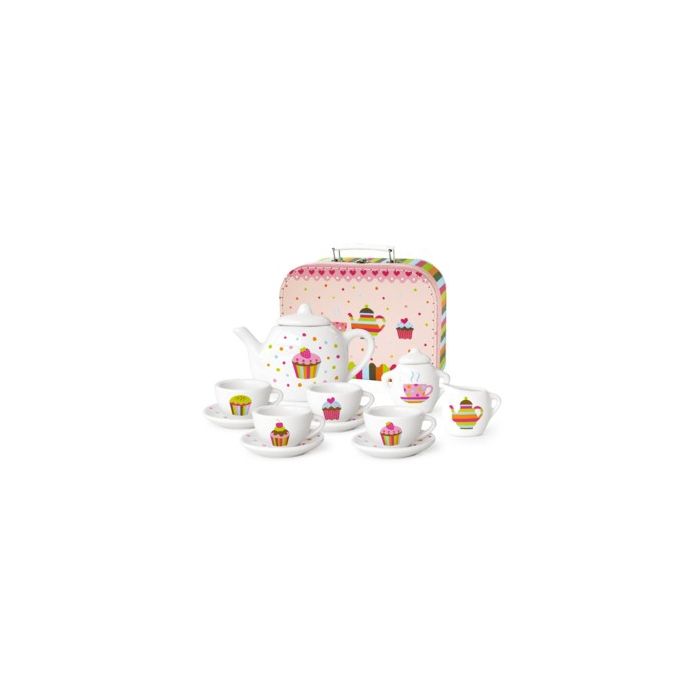 Simply for kids cupcake servies porselein serviesje taart in koffer