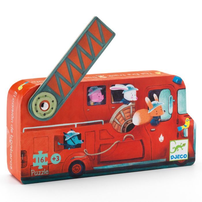Djeco Puzzel Brandweerwagen 16 stukjes Djeco Puzzel Brandweerwagen 16 stukjes