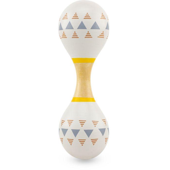 Houten sambabal met 2 ballen wit Houten sambabal met 2 ballen wit
