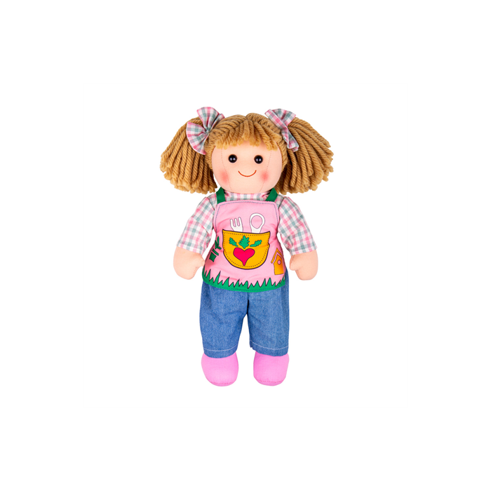 €16,99 Bigjigs stoffen pop Elsie 34 cm popje stof lappen meisjespop tuin garden 