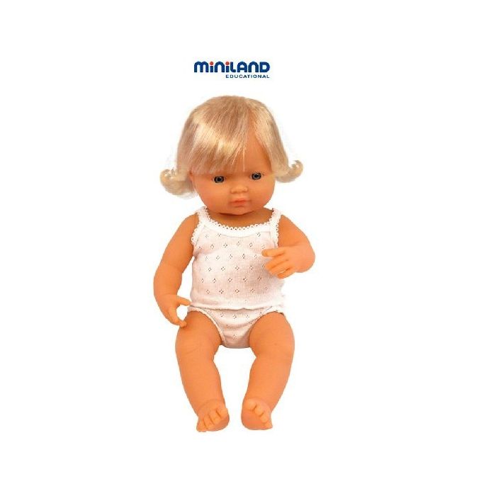 €29,95 Miniland pop Europees meisje blank met haar babypop 38 cm