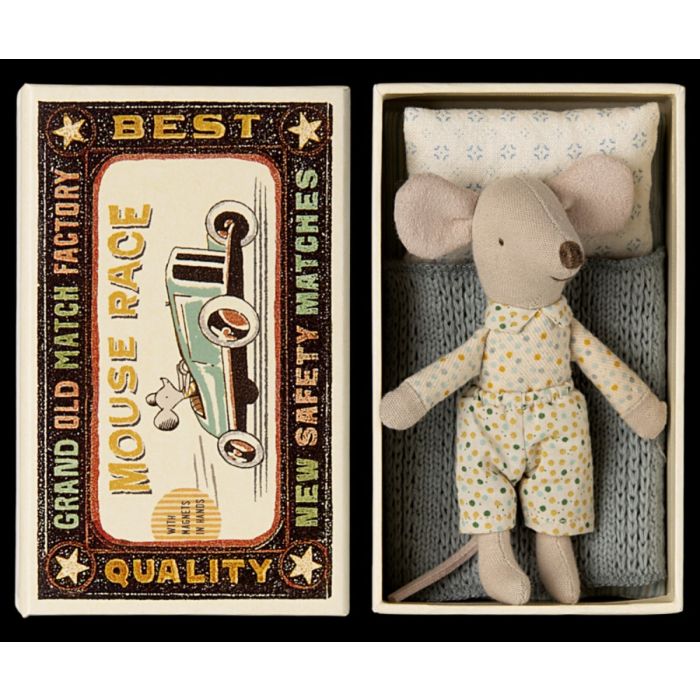 Maileg Muis Kleine Broer 11cm(Little brother mouse in matchbox)