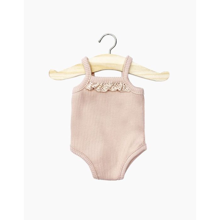 Minikane romper roze geribbeld met kant voor 34cm pop Minikane romper roze geribbeld met kant voor 34cm pop