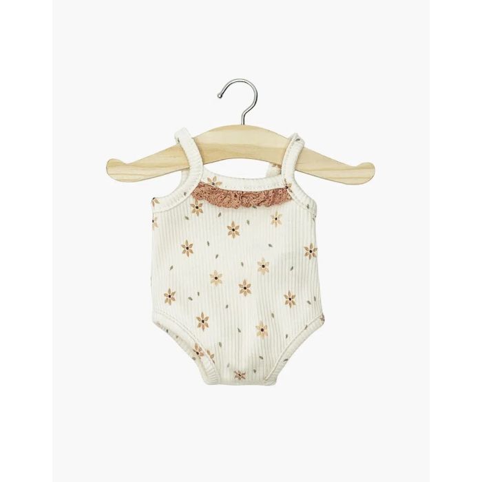 Minikane romper bloemetjes geribbeld met kant voor 34cm pop Minikane romper bloemetjes geribbeld met kant voor 34cm pop