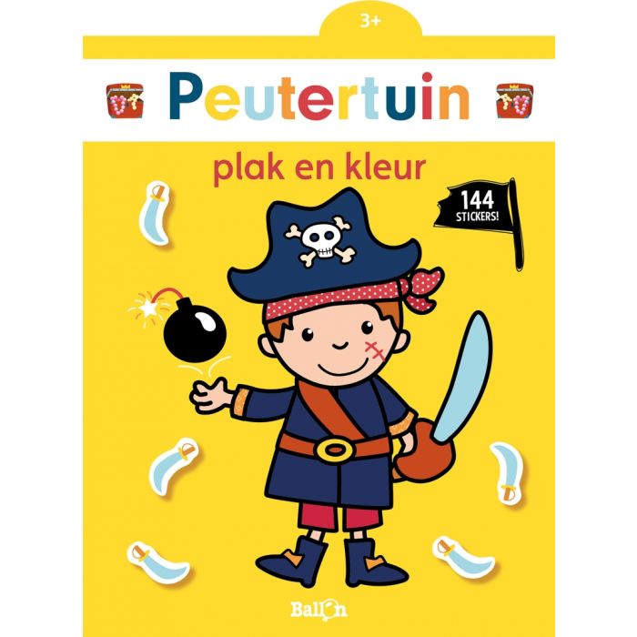 €4,10 Ballon Peutertuin Plak en Kleurboek Piraat 3+ stickerboek stickers