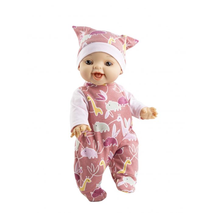 Paola Reina pop Leire Gordi lachend meisje met oudroze pakje 34cm Paola Reina pop Leire Gordi lachend meisje met oudroze pakje 34cm