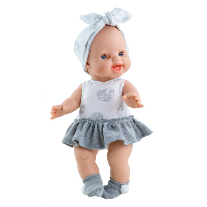 Paola Reina pop Anik Gordi lachend meisje met egeltjes kleding 34cm Paola Reina pop Anik Gordi lachend meisje met egeltjes kleding 34cm