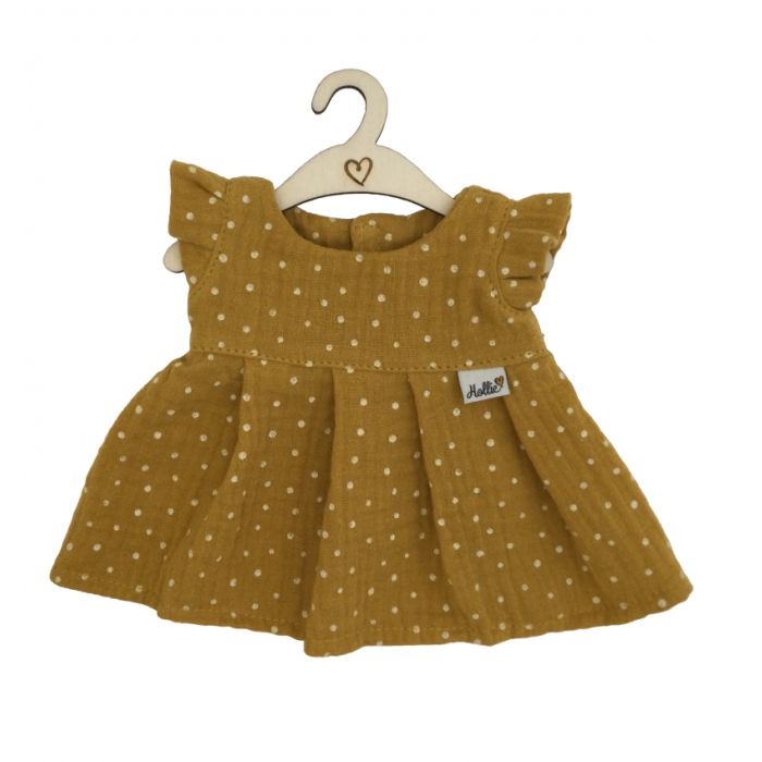 €18,95 Hollie jurk Spring ochre dots (oker met stip) voor gordi pop 34cm