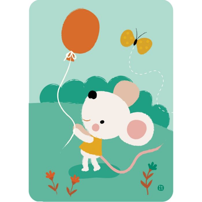 Bora ansichtkaart Balloon mouse kaart wenskaart Bora ansichtkaart Balloon mouse kaart wenskaart