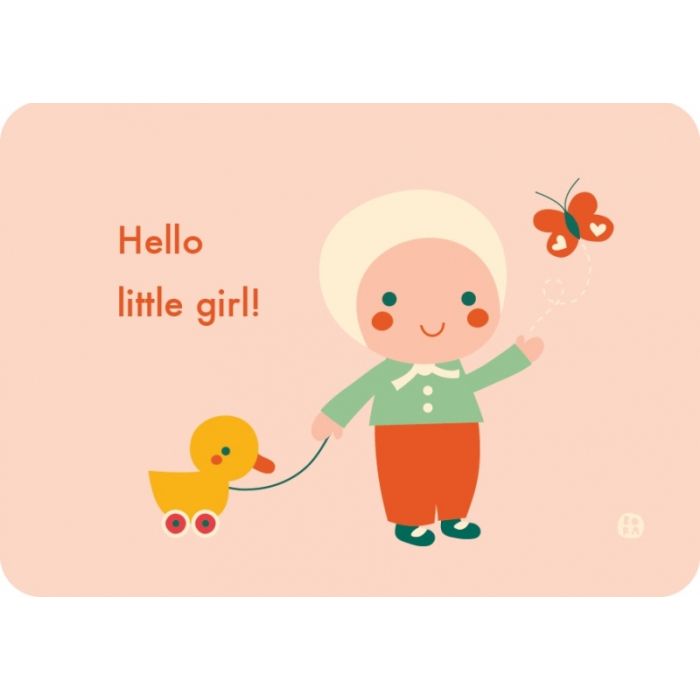 Bora ansichtkaart Hello Baby - Little Girl wenskaart postkaart geboorte meisje Bora ansichtkaart Hello Baby - Little Girl wenskaart postkaart geboorte meisje