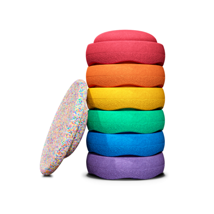 Stapelstein RAINBOW Set Classic 6+1 stapelstenen met balansbord
