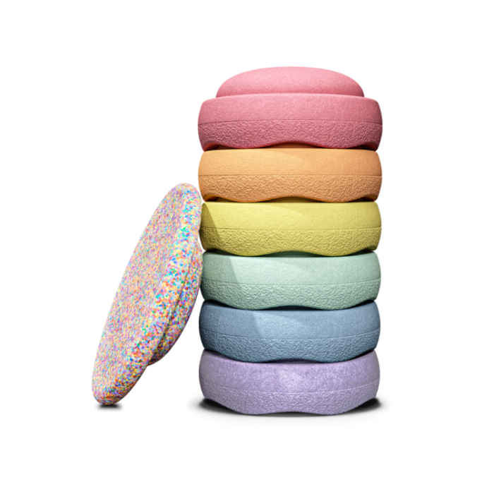 Stapelstein PASTEL Set Classic 6 stapelstenen + 1 gratis balansbord stapelsteen steen balanceboard Stapelstein PASTEL Set Classic 6 stapelstenen + 1 gratis balansbord stapelsteen steen balanceboard