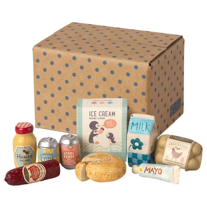 €27.89 Maileg doos met boodschappen (Miniature Grocery box) 5.5cm