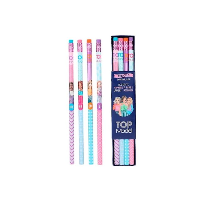 TOPModel 4 Kleurpotloden met Gum (blauw, paars,roze) TOPModel 4 Kleurpotloden met Gum (blauw, paars,roze)