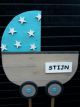 Geboortebord Steigerhouten Kinderwagen Blauw