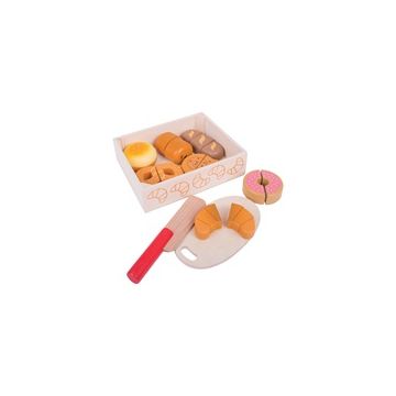 Bigjigs houten kistje snijbrood croissant donut brood broodjes snij hout