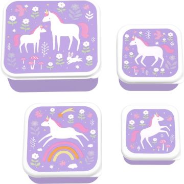 A Little Lovely Company Lunch & snack box set: Unicorn/Eenhoorn