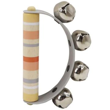 Houten rammelaar/bellenhandvat oudroze/beige