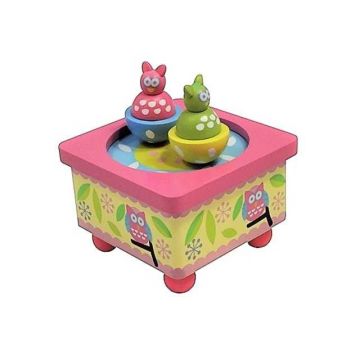 €18.99 Muziekdoosje houten dansende uiltjes hout muziekdoos uil kraamcadeau