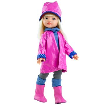 Paola Reina Aziatische pop Amigas Manica met roze jas 32cm
