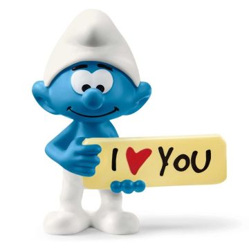 Schleich Smurf met I Love You schild