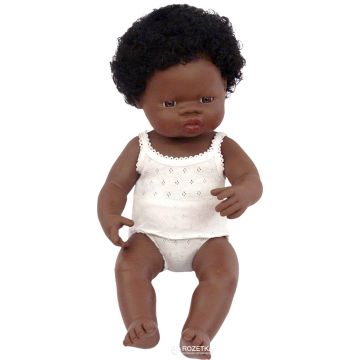 €29,95 Miniland pop Afrikaans meisje badpop 38 cm donker meisje babypop donkere meisjespop 