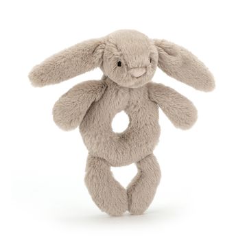 Jellycat rammelaar beige konijn 18cm (Bashful Beige Bunny Ring Rattle) kraamcadeau