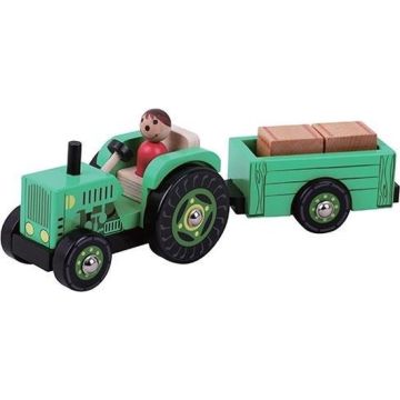 €18,49 Houten Tractor met aanhanger boer hooi stro boerderij
