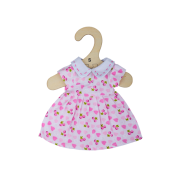  Bigjigs jurk roze met hartjes (S) poppenkleding poppenkleren stoffen pop 28cm 