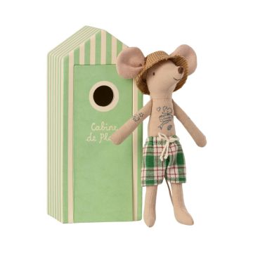 Maileg Muis Vader strandhuisje 17.5cm (Beach mice Dad in Cabin de Plage)