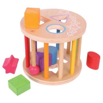 €15.99 Bigjigs houten ronde vormenstoof First Rolling Shape Sorter