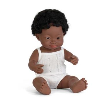 €29.99 Miniland pop Afrikaanse jongen Down 38cm