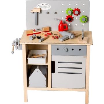 €128,95 Mamamemo houten werkbank inclusief accessoires hout gereedschap