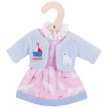  Bigjigs ijsberen jurk met vestje (S) Polar Bear Pink Dress - Small poppenkleren poppenkleding kleertjes pop