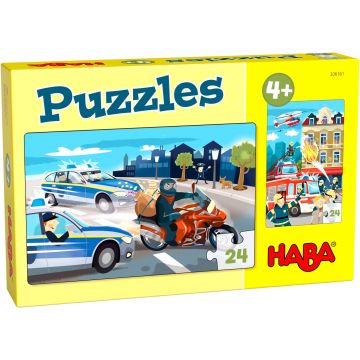 Haba puzzel 2-in-1 In Actie! 2x24 stukjes politie brandweer