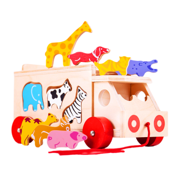 €19,99 Bigjigs houten sorteerauto sorteer blokken dieren hout vormenstoof