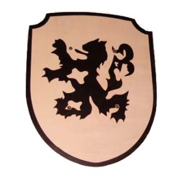 Houten schild draak/leeuw