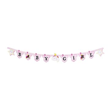 €2.50 Slinger letters ''baby girl'' meisje vlaggetjes vlaggenlijn karton geboorte vlag