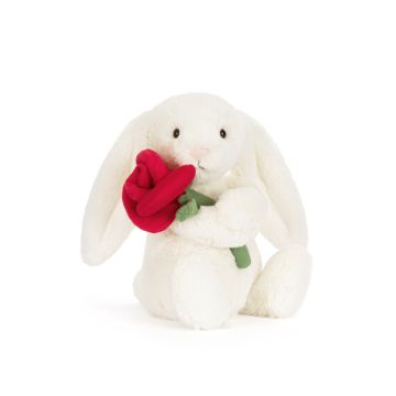 Jellycat Konijn met Roos 31cm (Cream Bunny with Rose)